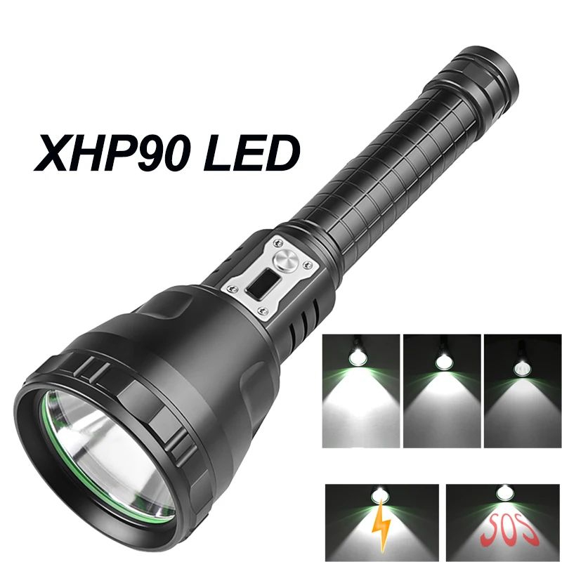 

XHP90 LED Handheld Light 3000LM Super Bright Portable Flashlight 5 Modes USB Rechargeable Daily Waterproof for Working Emergency