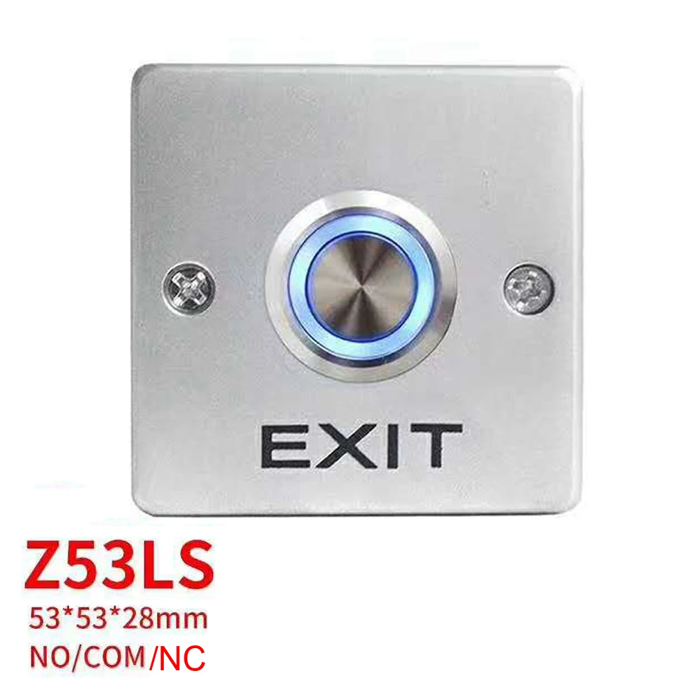 NO/NC/COM-Interruptor de liberación de puerta con retroiluminación LED de aleación de Zinc, botón pulsador, para sistema de Control de acceso