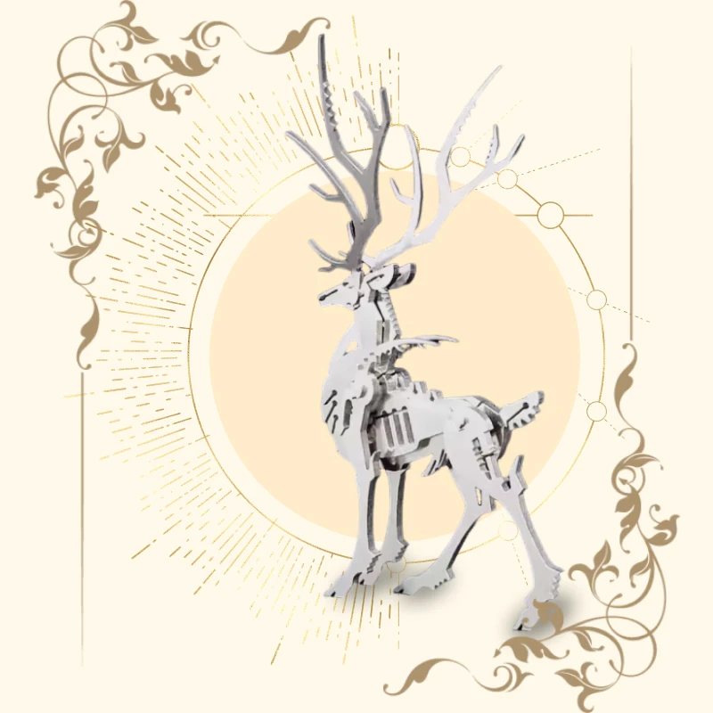 Металлическая 3D модель пазла в виде оленя съемная Головоломка из нержавеющей