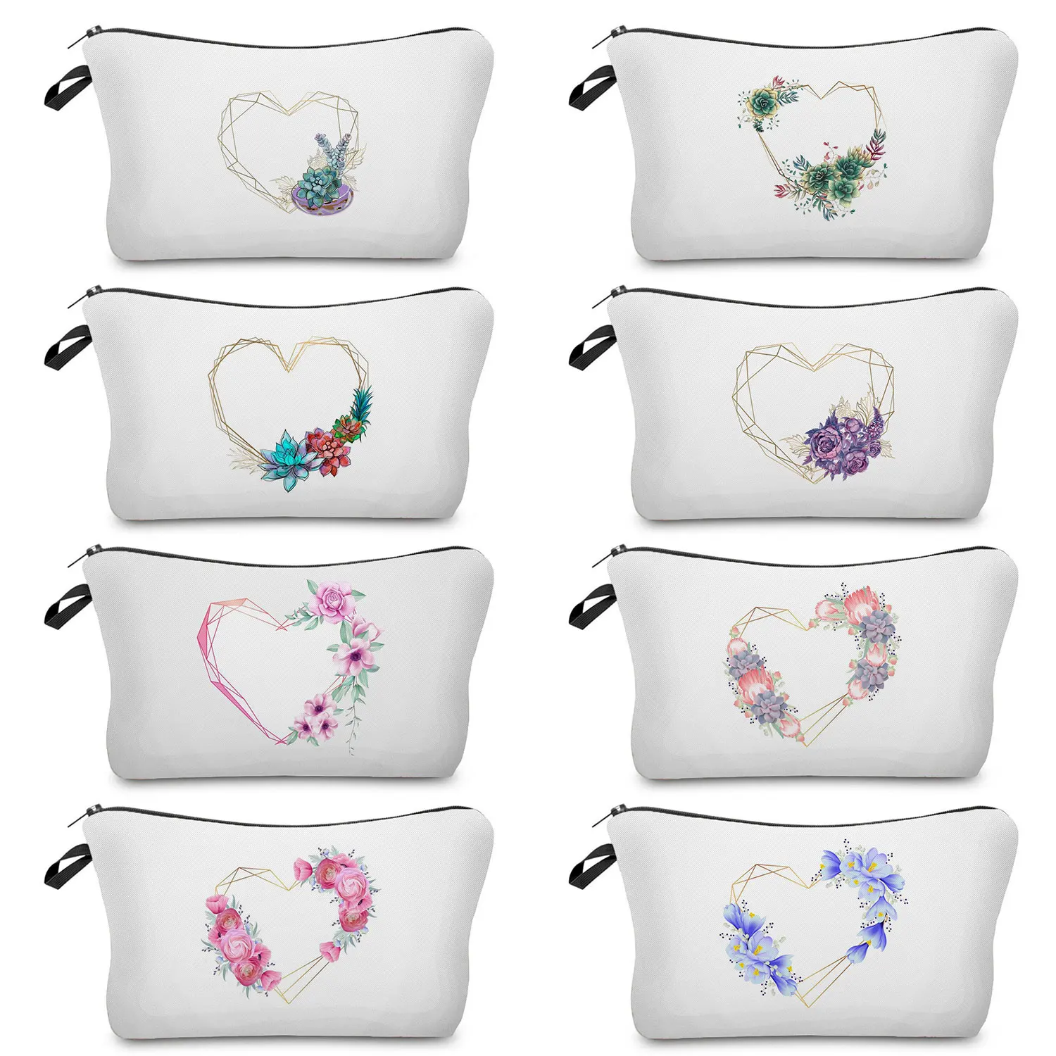 

Ladies Portable Toilet Bag Customizable Toiletry Bag Teacher Appreciation Gifts Women's Makeup Bag Line Love Flower Print Simple