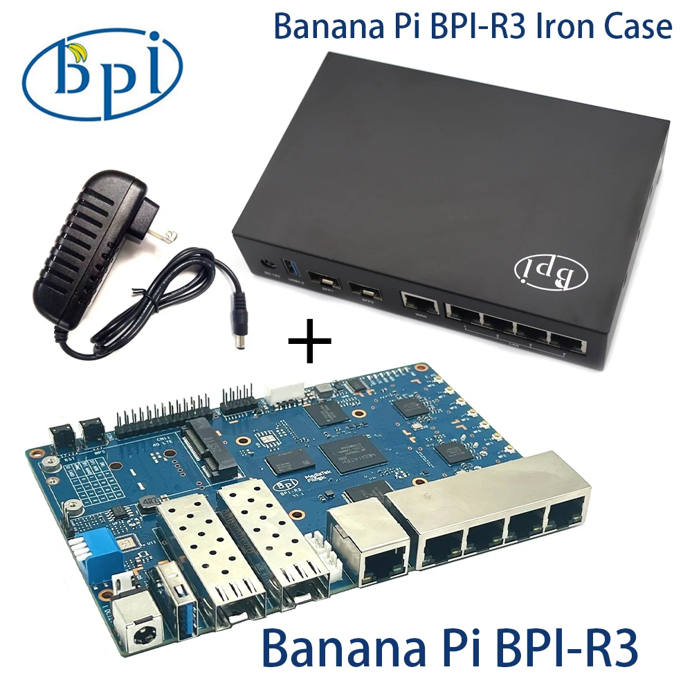 

Флэш-память Banana Pi с железным чехлом Power MediaTek MT7986 Quad Core 2G DDR RAM 8G eMMC, флэш-Поддержка Wi-Fi 6 2,4G, фрезерная плата