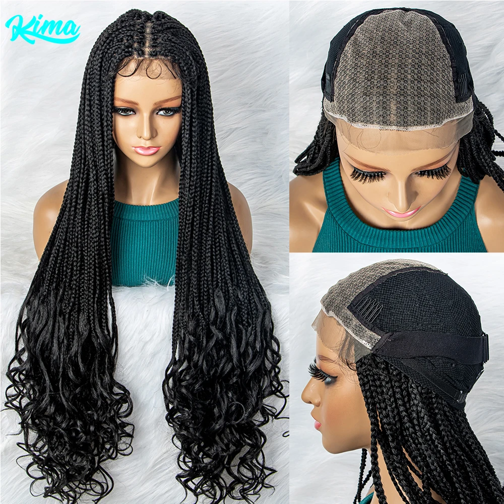 New Arrival Braided Wigs Synthetic Lace Front Wig Braid African With Baby Hair Braided Lace Front Wigs Water Wavy Wigs