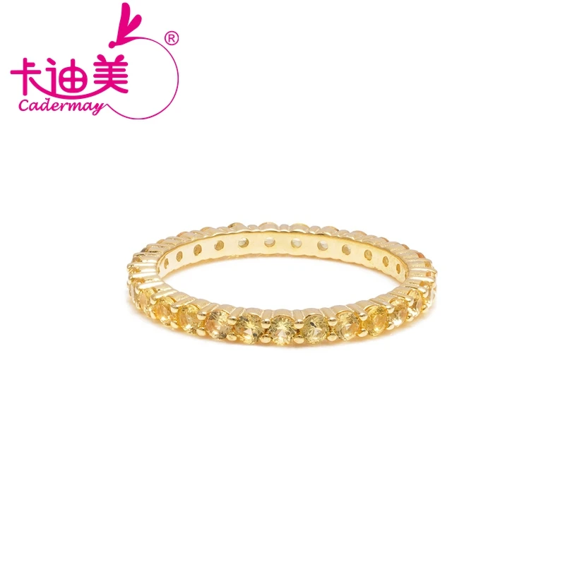 

CADERMAY Jewelry Wholesale 14k Gold Natural Yellow Sapphire Round Shape Hot Sale Anniversary Gifts Rings For Women