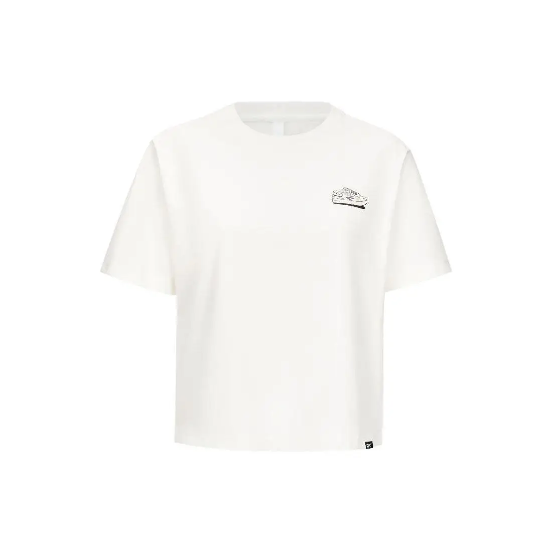 Серия футболок Reebok Crop S/S с принтом обуви спереди футболка круглым вырезом и