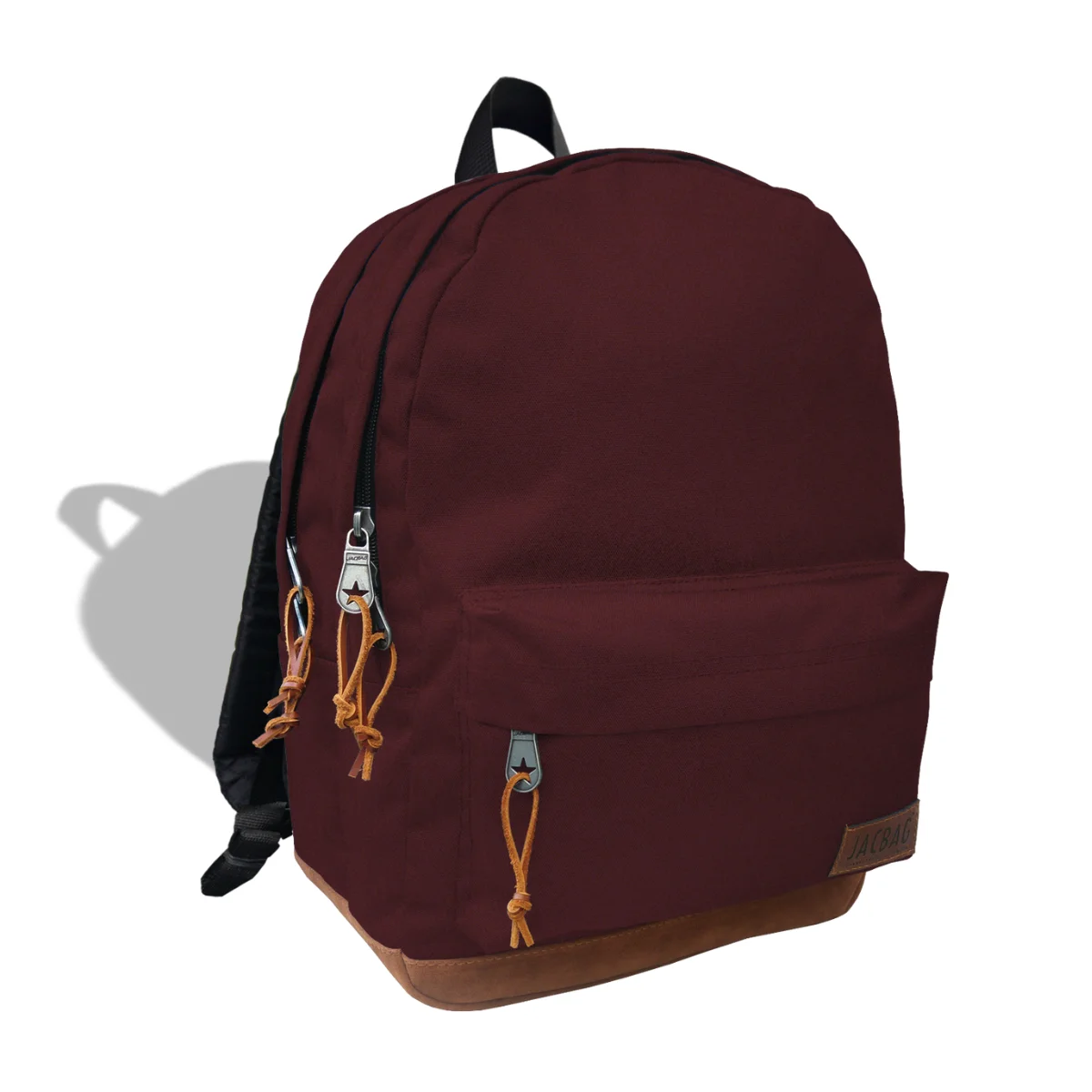 Jacbag Leather Base Quality Two Compartments Laptop Compartment Zippered Front Pocket School Bag Adjustable Strap Poshnmore Back