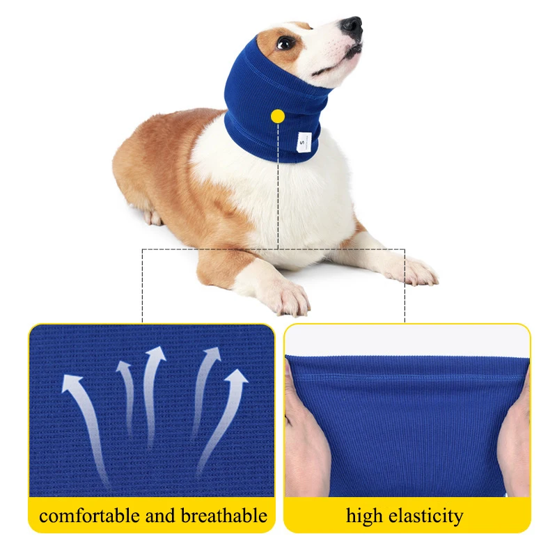

Comfortable Pet Dog Comforting Headgear Noise-Proof Earmuffs Anti-Thunder Dog Ears Cover High Elasticity Pet Grooming Turban
