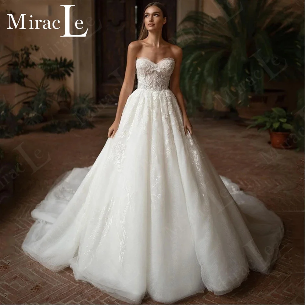 

Gorgeous Sweetheart Wedding Dresses For Women A Line Lace Up Wedding Gown For Bride Lace Appliques Backless Vestidos De Novia