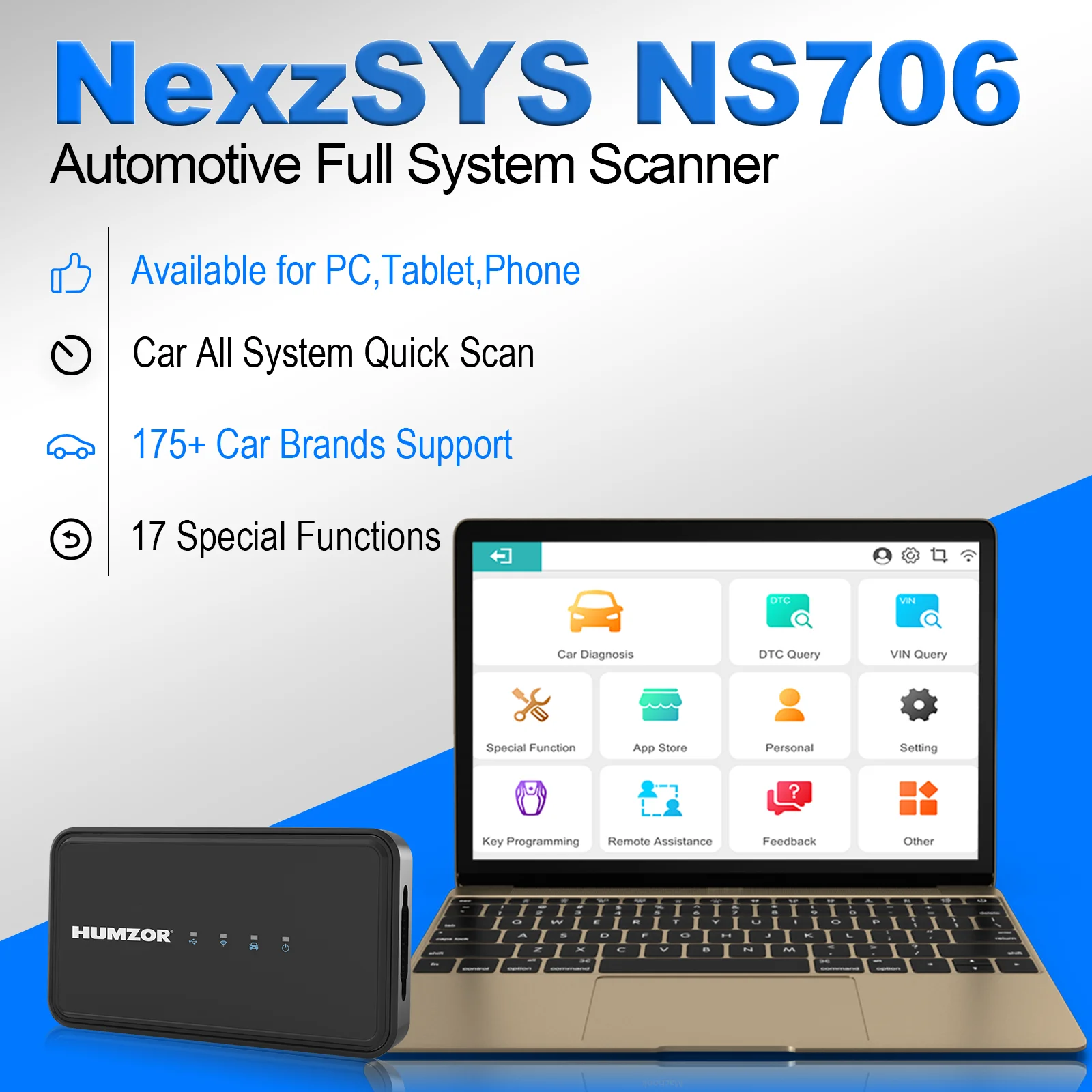Humzor NS706 Volle System Auto Diagnose Scanner PC (Windows) für SAS CVT ABS Getriebe Lernen 17 Reset Service OBD 2 Diagnose-Tool