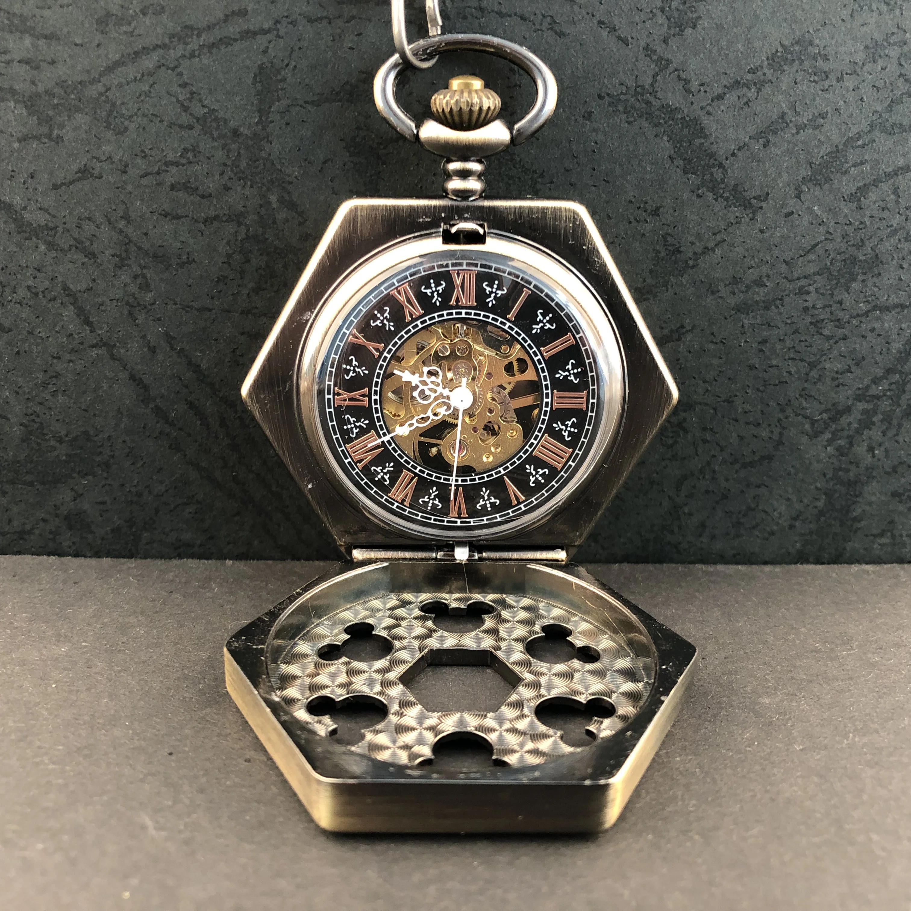Exquisite Carved Snowflake Hollow Mechanical Roman Numerals Pocket Watch Necklace Pendant Gifts For Women Or Man with Fob Chain