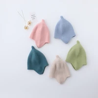new childrens knitted cap version of solid color cotton soft cute simple pullover hat autumn and winter warm ear protection