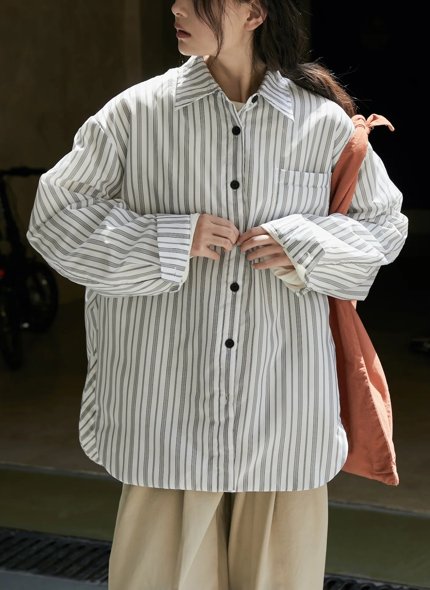

woman classic warm pretty oversized shirt