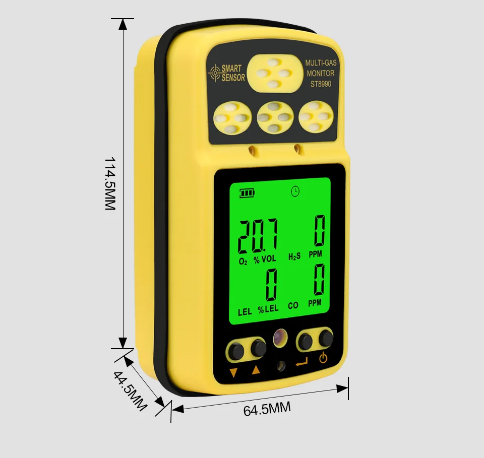 SMART SENSOR Газовый монитор 4 в 1 O2 LEL CO H2S Детектор газа Перезаряжаемая сигнализация