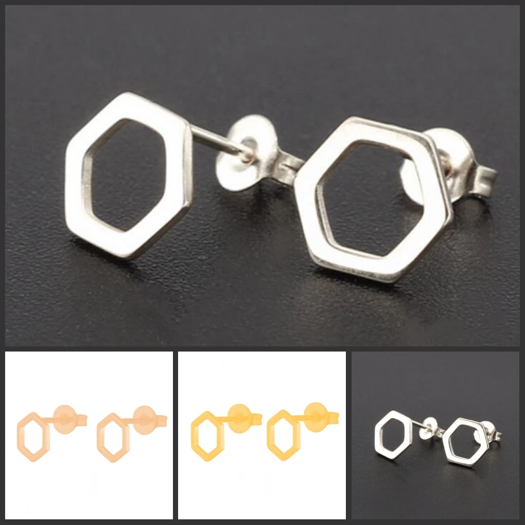 

Fashion hexagonal gold plated simple style stainless steel fashion jewelry earrings Ladies party jewelry earrings