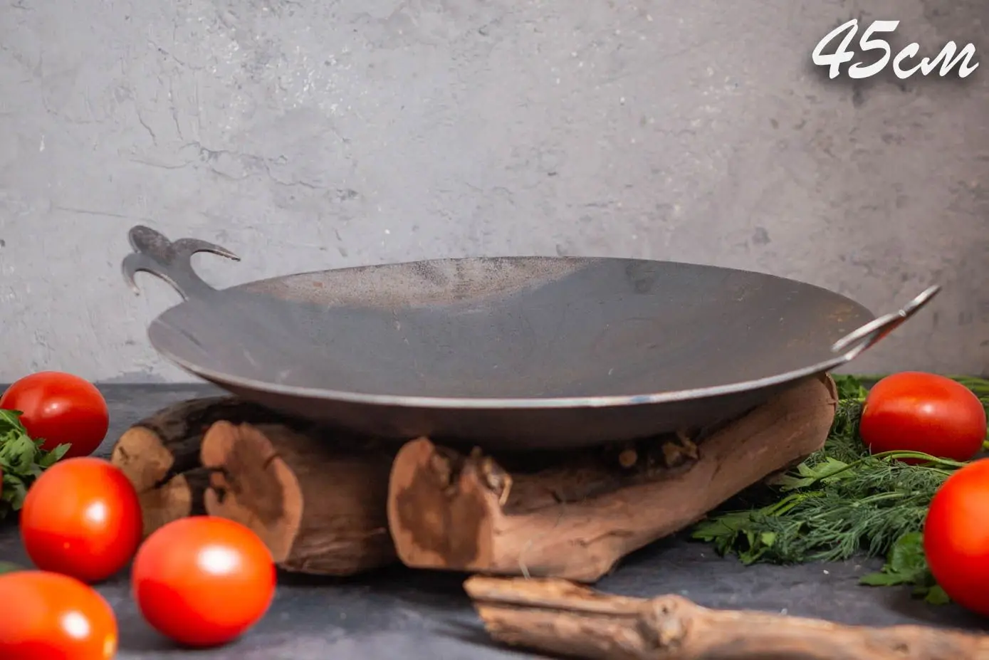 Сковорода Садж из стали 45 см с подставкой Карфаген