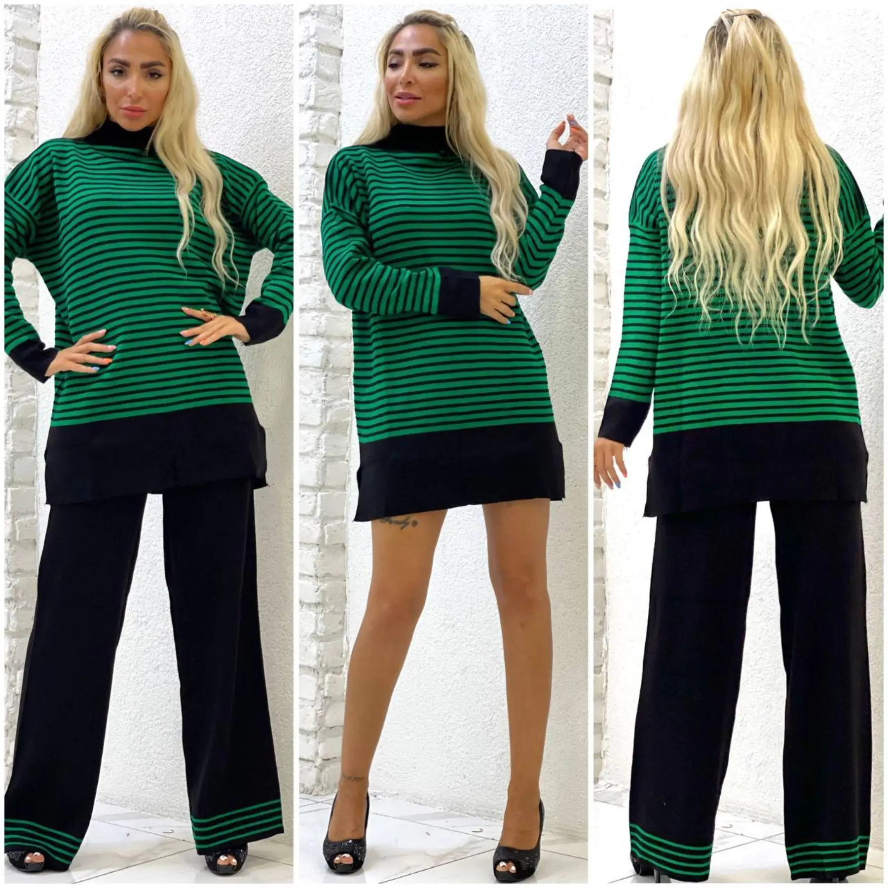 

Женский Хлопковый вязаный комплект, зимнее платье и брюки с эластичным поясом, свободный размер, большой размер d, мусульманская скромная длинная одежда для отдыха