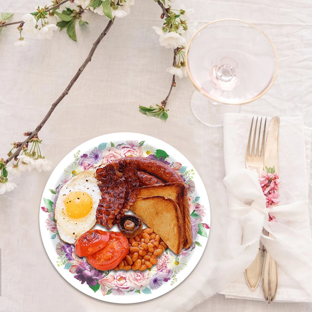 24 шт. бумажные тарелки с изображением весенних цветов 7 дюймов