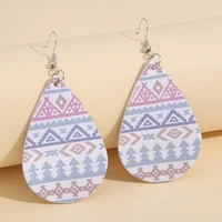 new fashion vintage drop earrings for women geometric triangle pattern leather earrings female wedding party jewelry gift