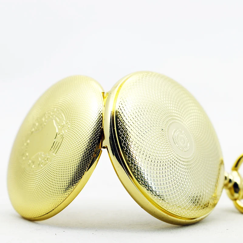 Luxurious Golden Window Grille Engraved Pocket Watch Mechacnical Hand-winding Men Women Pocket&Fob Chain Watches reloj hombre