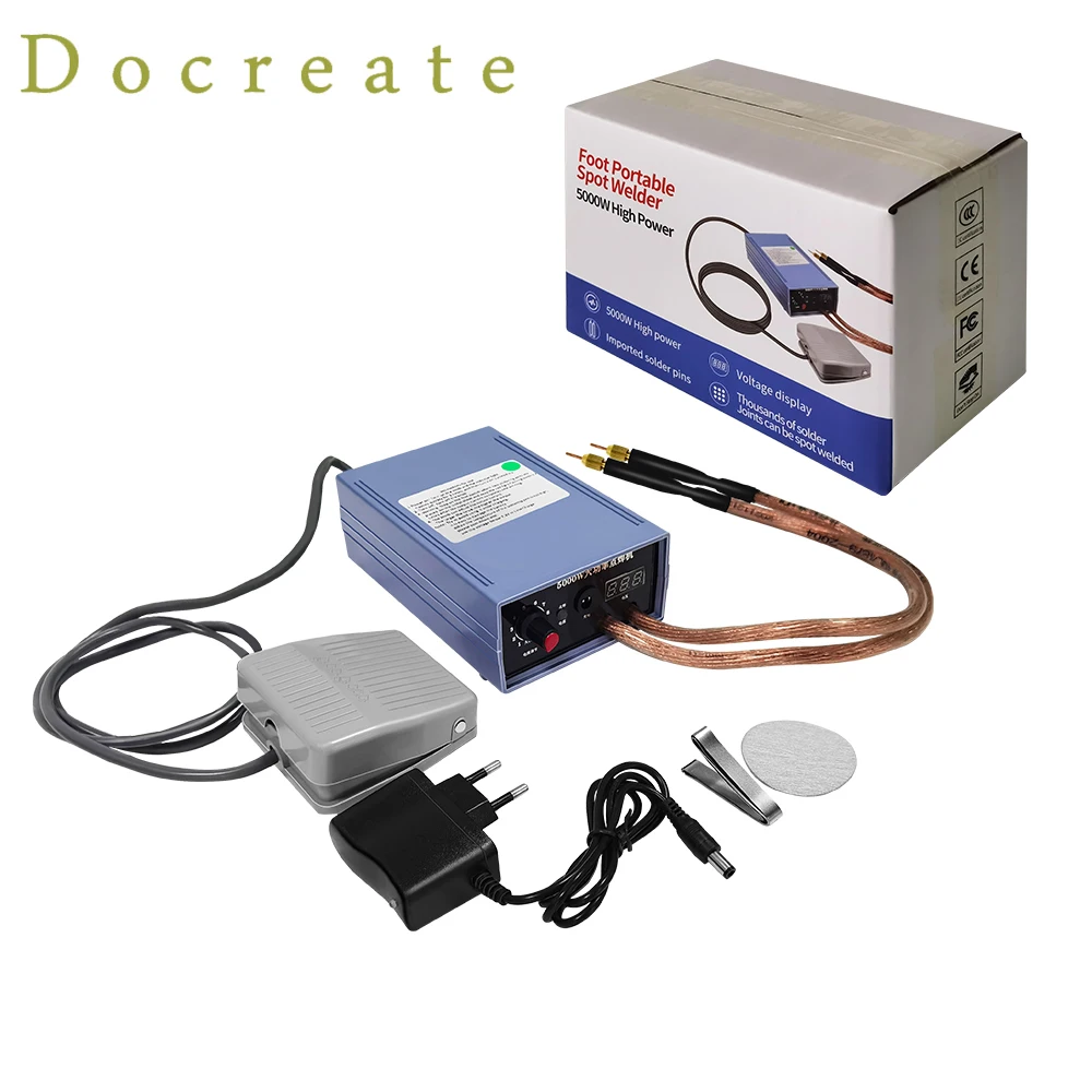 Docreate 5000W Mini Spot Welder Machine DIY Kit 18650 Battery Pack Welding Tools Portable WeldingPen Machine 0.15MM Nickel Strip
