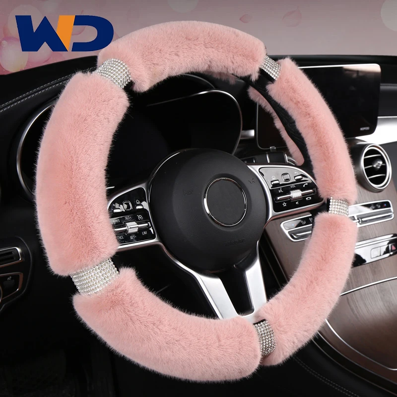 

WD Motocovers New Car Steering Wheel Covers Protective Anti-Slip Suede Steering Wheel Cover Universal Warm Pink 38CM