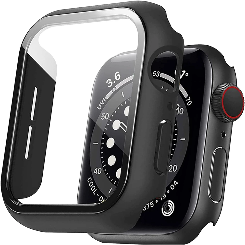 

Glass+Cover For Apple Watch case 8 7 6 SE 5 3 iWatch Accessorie Screen Protector Apple watch serie 44mm 40mm 45mm 41mm 42mm 38mm
