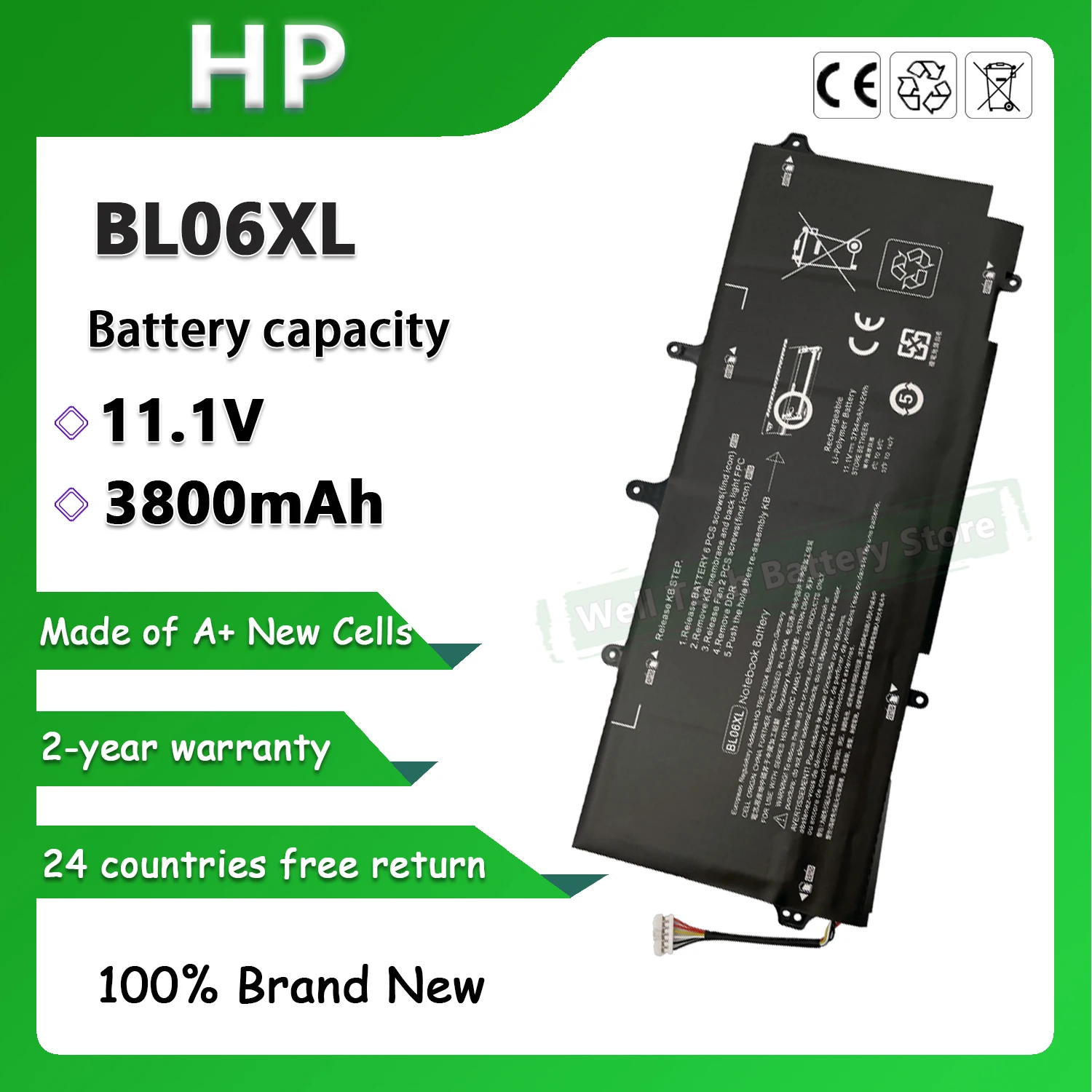 Аккумулятор BL06XL для ноутбука HP EliteBook 1040 Folio G0 G1 G2 Touch Series