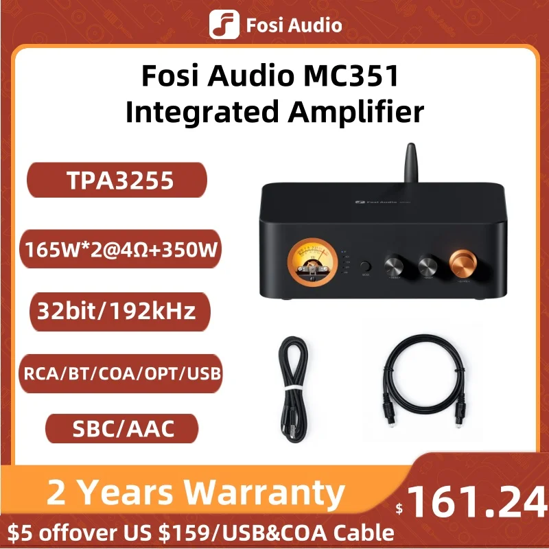 Fosi Audio MC351 2 1-канальный стерео интегрированный усилитель Bluetooth с ЦАП мини-аудио