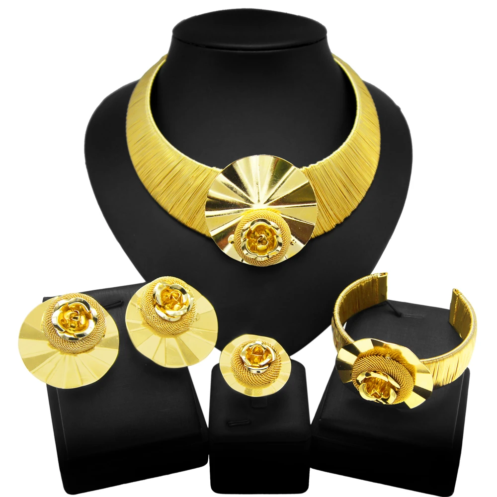 Jewelry Set For Women Brazilian Gold Colour Original Edition Design Luxury Necklace Bracelet 2022 Fashion Trends H30003