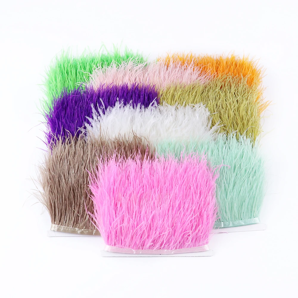 

1M 2Meter Colorful Ostrich feathers Trims Natural Ostrich Plume for Craft Ribbon Fringe Skirt Party Clothing 6-8cm