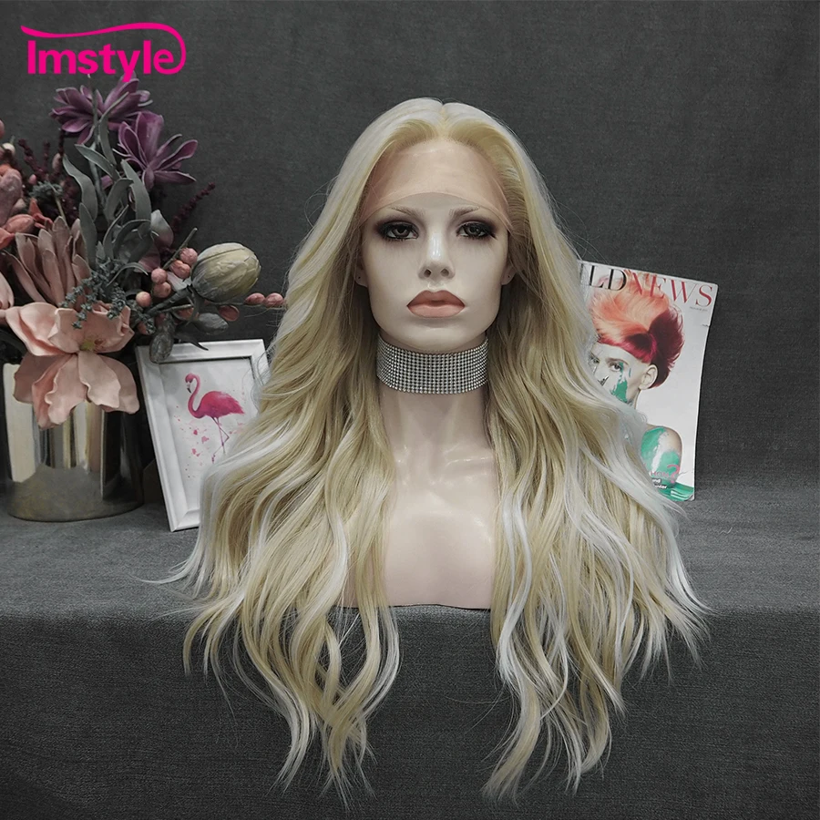 blonde synthetic lace front wig