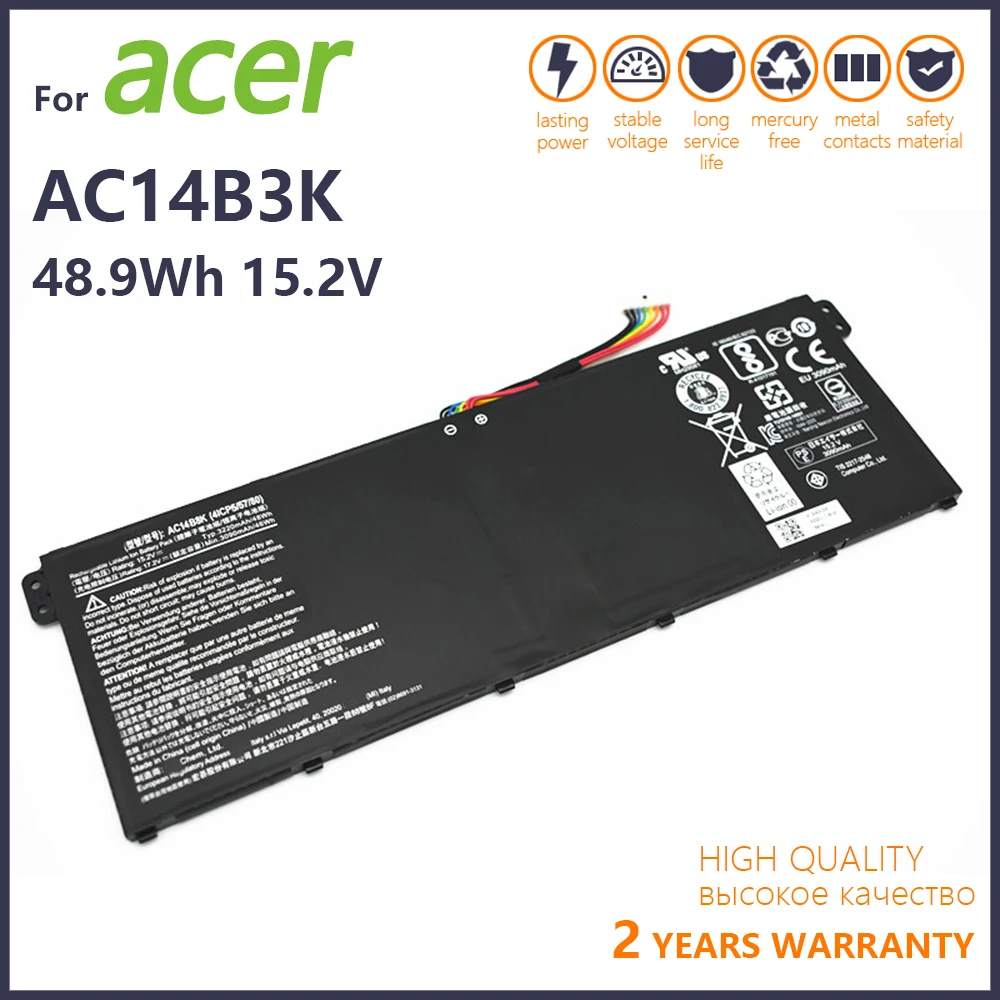 

Genuine AC14B3K High Quality Laptop Battery For Acer Aspire R3 R3-131T R5 R5-471T R5-571T ES1-572 15.2V 48.9WH/3220mAh