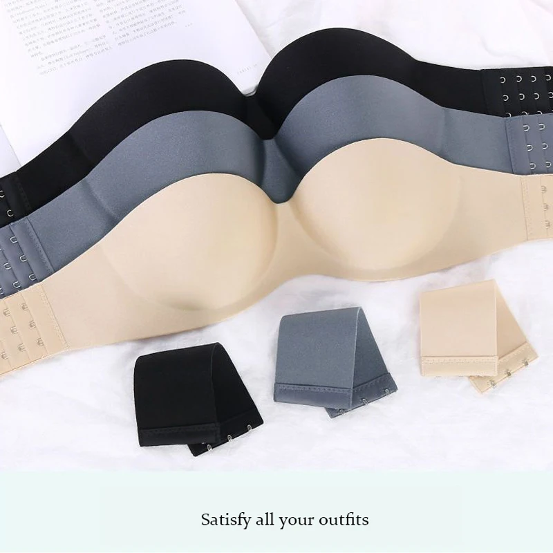 Bras For Women New Glossy Sexy Bras Invisible Push Up Bra Backless Strapless Bra Wedding Dress Half Cup Non-Slip Strapless Bra