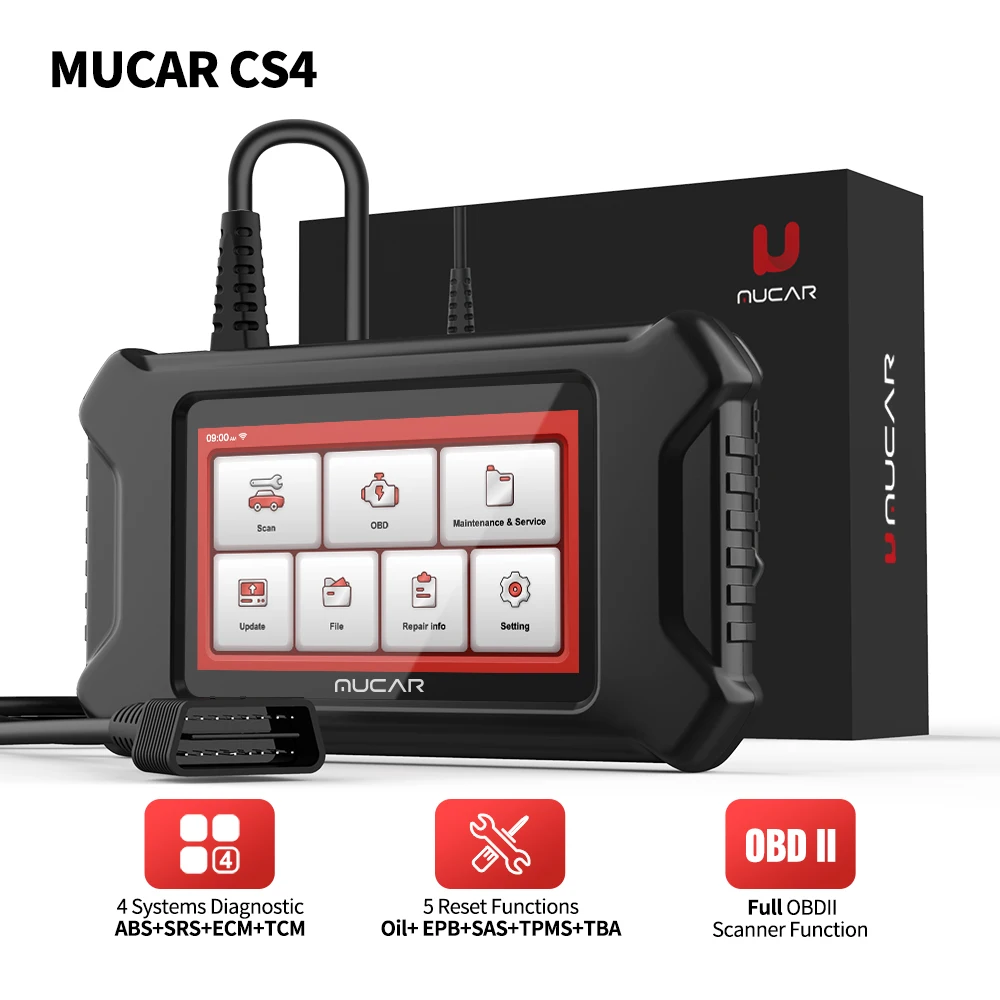 

MUCAR CS4 Professional Automotive OBD2 Scanner ABS+SRS+ECM+TCM System Diagnosis Oil/SAS/EPB/TPMS/TBA Reset Serve Diagnostic Tool