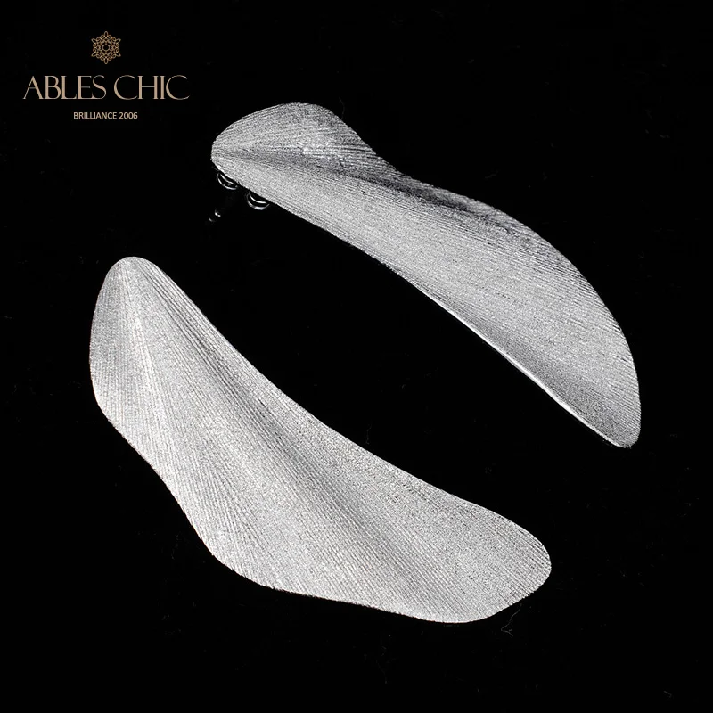 18K Gold Tone Post Modern Design Earrings Sterling Silver Silky Wedding Earrings C11E4S26184