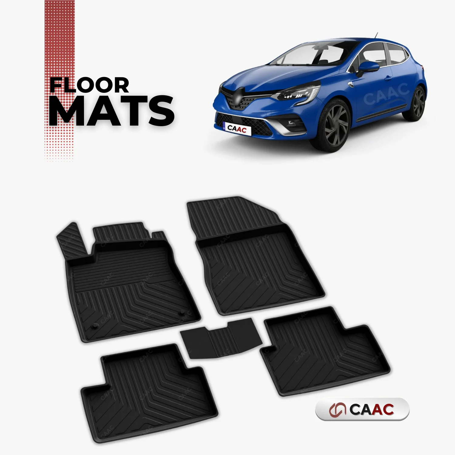 

For Renault Clio HB 5D 2019-2023 Floor Mats Lining All Air Molded 4D Black 5 Piece New Design Car Accessory Ornament Decor