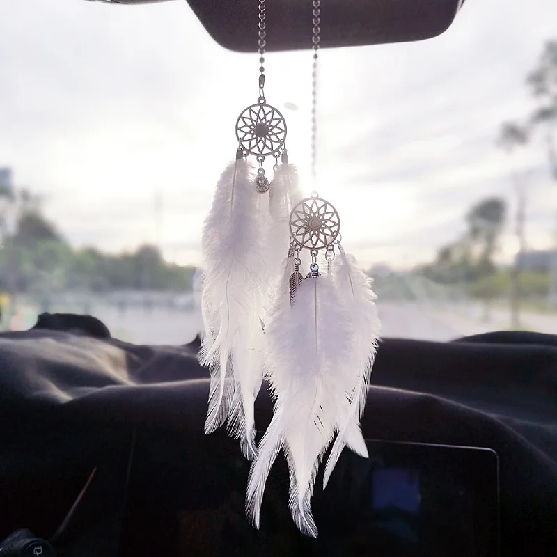 

Mini Feather Dream Catcher Handmade Decorative Hangings for Car Pendant Multi Color Dreamer Catcher for Bedroom
