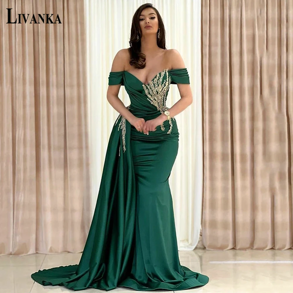 

LIVANKA Luxury Evening Prom Dresses Exquisite Sweetheart Off the Shoulder Appliques Court Customised Vestidos Robes De Soirée