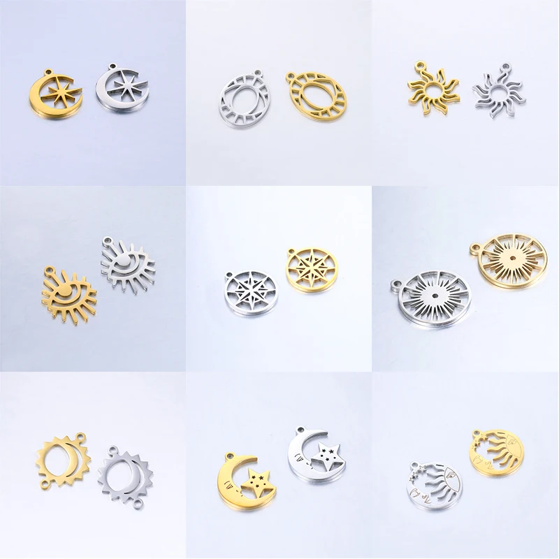

5Pcs/Lot Star Moon Diy Dangle Gold Charms Parts For Women Necklace Earrings Pendant Stainless Steel Jewelry Making Supplies