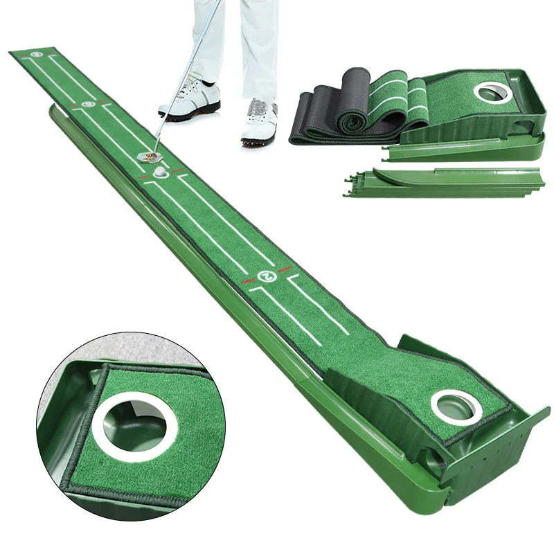 

Golf Putting Mat, Mini Golf Putting System Portable Outdoor and Indoor Golf Practice Mat True Roll Surface Non Slip Bottom Gift