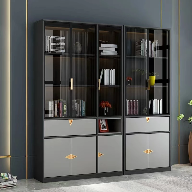 

Living Room Furniture Storage Glass Door Wood Book Cabinet