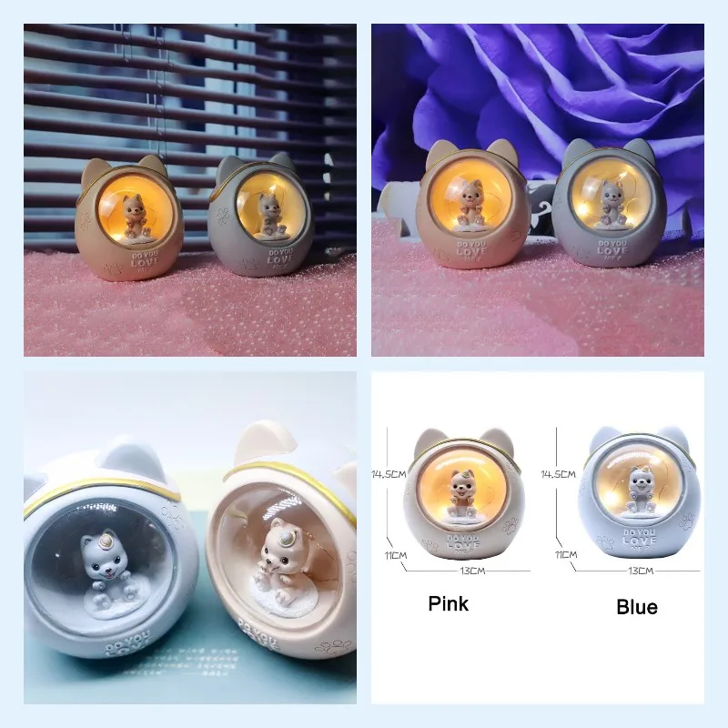 

LED Cartoon Cute Puppy Night Light Creative Figurines Home Crafts for Wedding Gift Living Room Desktop Decor Baby Birthday Party