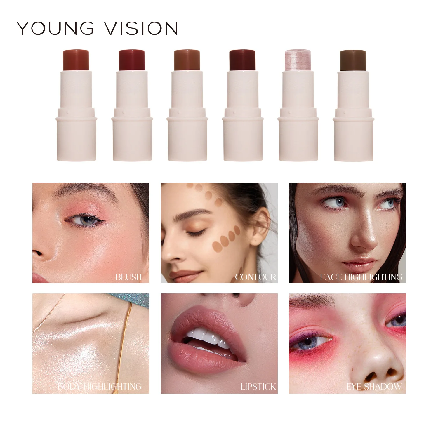 

Тени для век Young Vision, стойкие водостойкие, 5 цветов