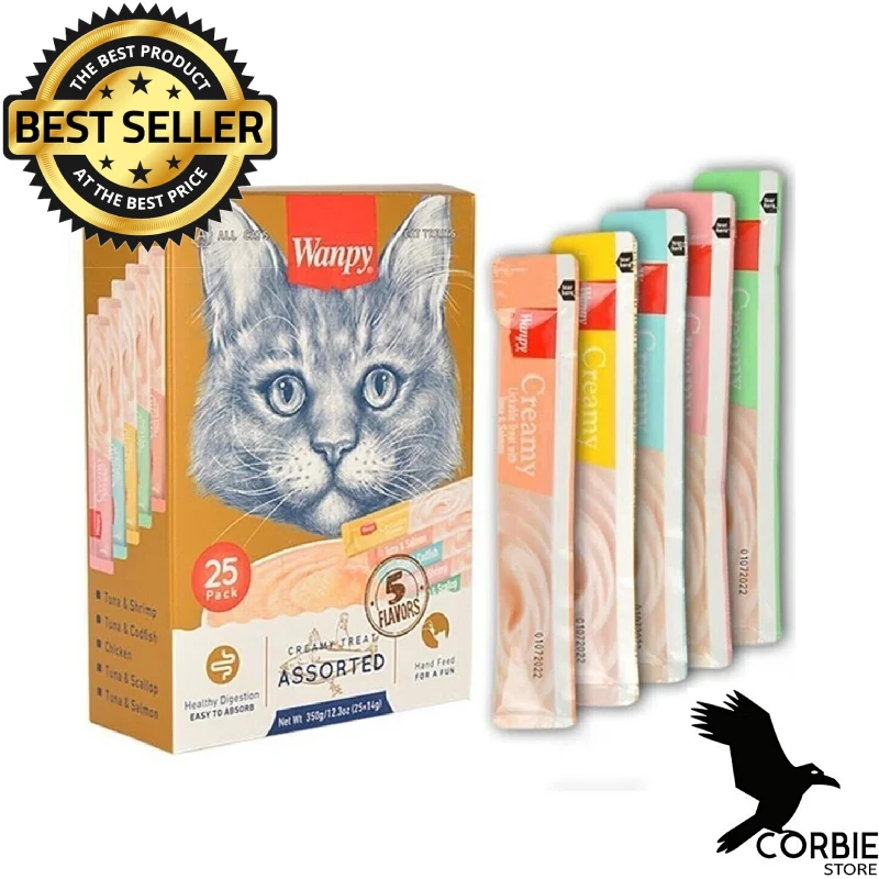 

Wanpy Mixed Pack Liquid Cat Treats 25x14gr High Quality