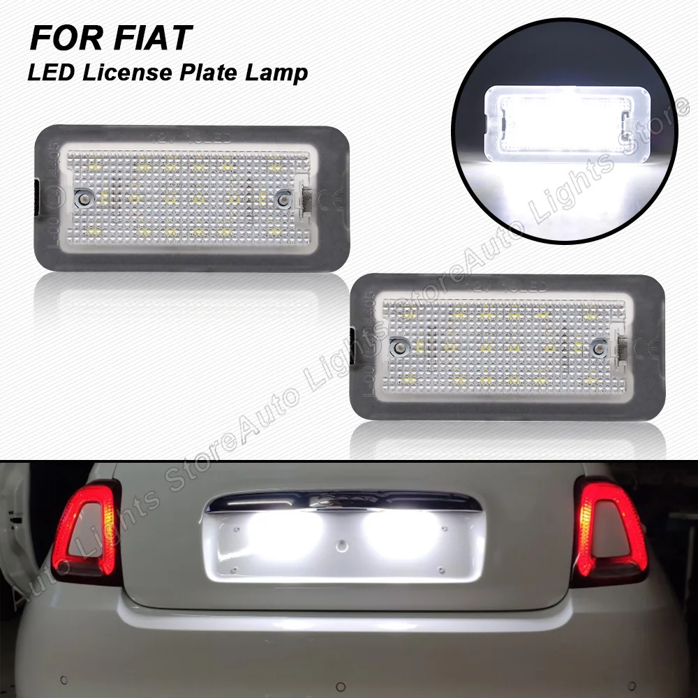 2PCS LED License Plate Light For Fiat 500 Abarth 500 500C 695 595 6000K Xenon White High Brightness Number Plate Lights No Error