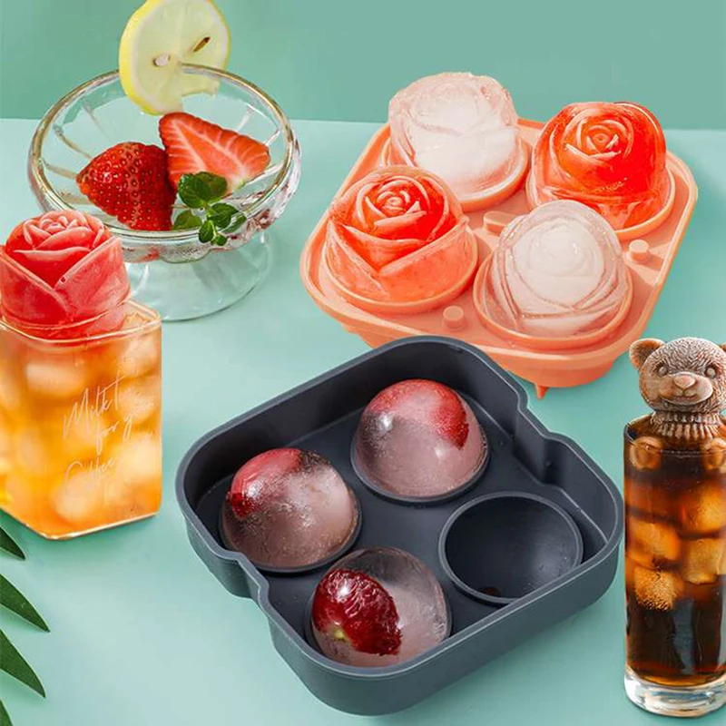 3D Медведь роза цветок лед Тедди мишка лоток мяч форма кухонные аксессуары