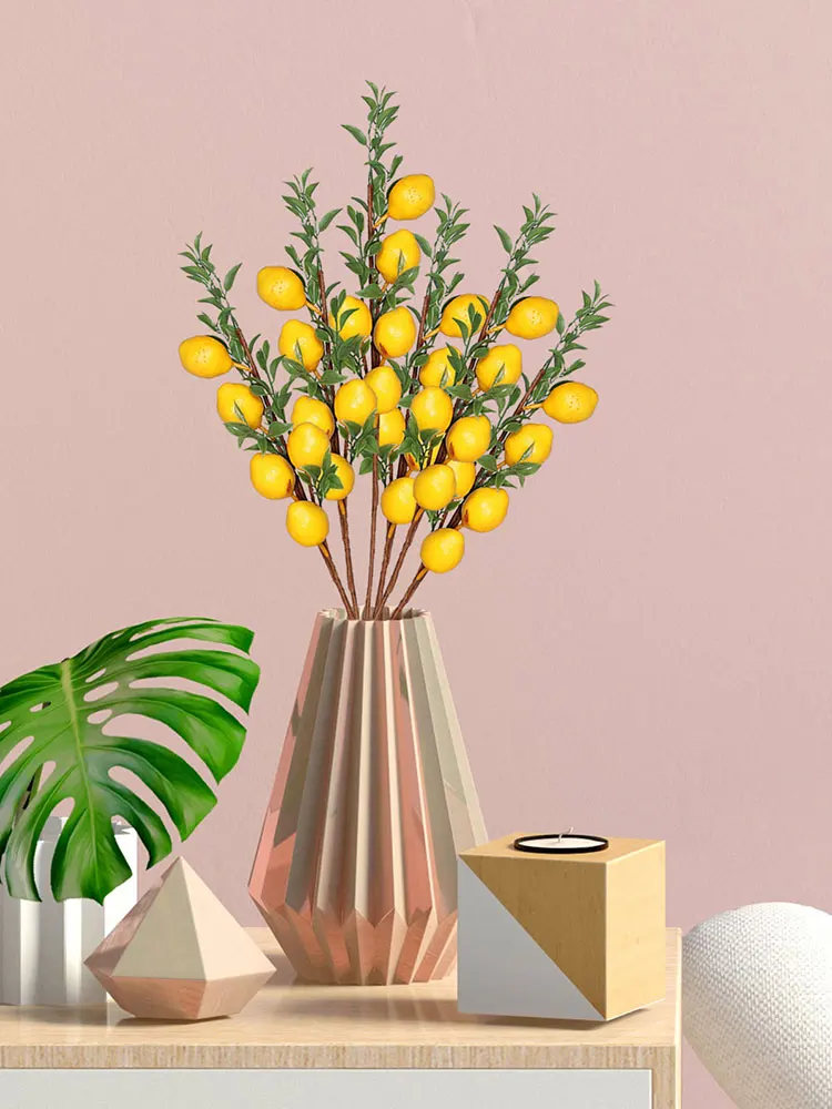 Лимонная ветка с 5 головками 65 см Искусственное растение для домашнего декора