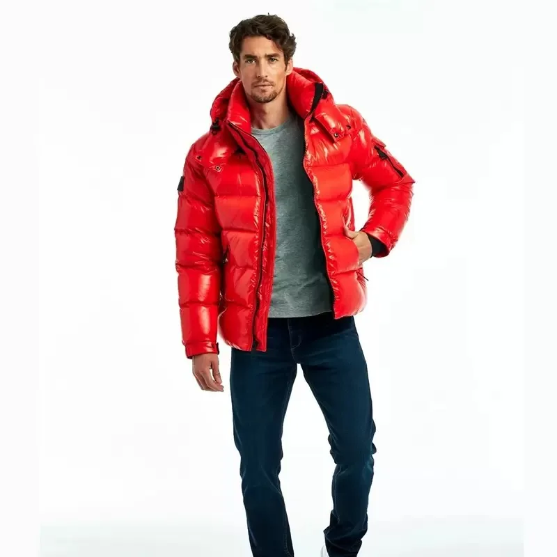 Trendy Women Glossy Thicken Down Coats For Men Winter Warm Windproof Casual Hooded Outerwear Couples Bread Puffer Jackets D5R113