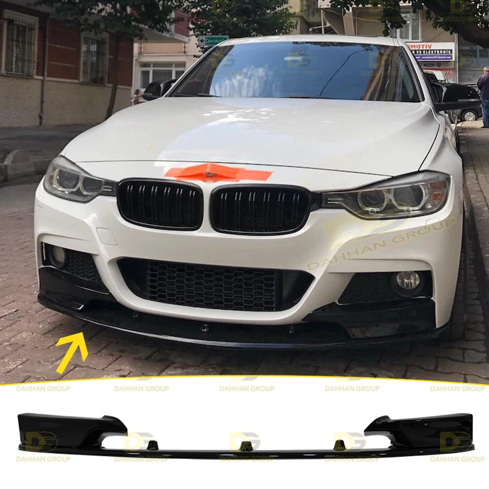 B.M.W 3 Series F30 and F30 LCI 2012 - 2018 M Performance Front Lip Splitter Spoiler Wing Blade Piano Gloss Black Plastic M3 Kit