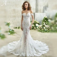 sexy off the shoulder mermaid wedding dress delicate lace embroidery fishtail vestidos de novia sexy short sleeves bride gowns