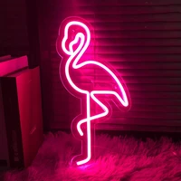 led flamingo custom logo neon signs wall decor for house address plaque birthday party creative gift acrylic illuminated light
